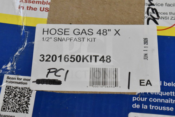 Dormont 1650KIT48 gas connector kit, 48" with two elbows, restraining cable, new in original packaging, slight box wear.
