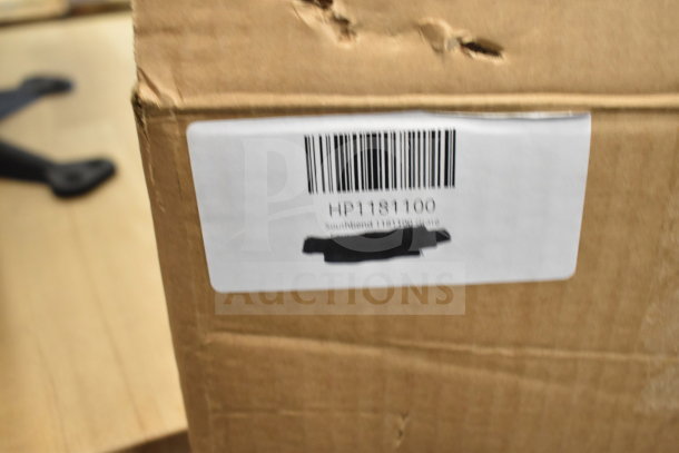 Cardboard box with label showing barcode and text "HP1181100 Southbend 1181100 Grate." Box shows minor dents.