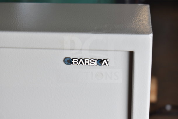 Barska AX13368 white steel wall-mount 240-key cabinet, digital keypad, key lock, brand new condition.