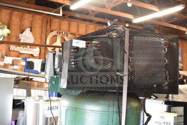 Champion CAPRSA23 air compressor, 460 volts, 3 phase. Visible wear, tagged with auction lot 195.