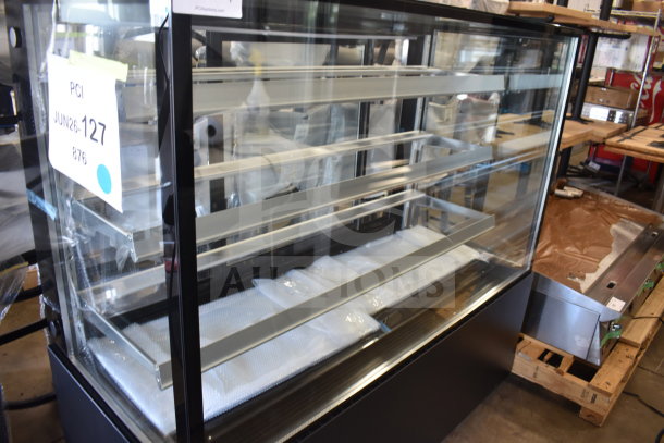 Avantco 193BCF60B Square Glass Black Refrigerated Bakery Display Case, 110-120V, new scratch and dent condition.