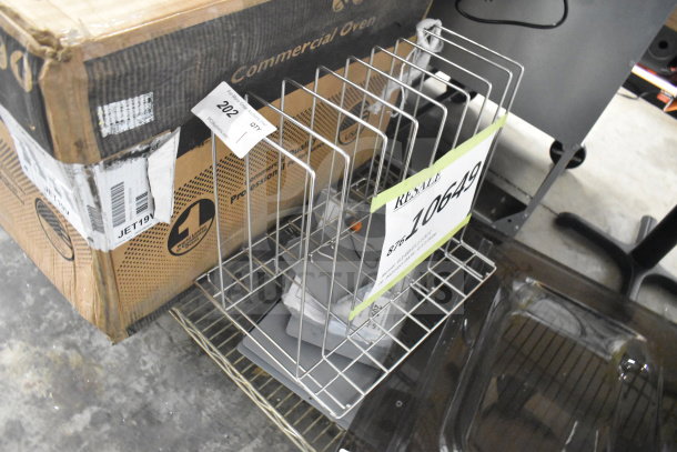 BRAND NEW SCRATCH AND DENT! Pitco® B4511001 rack, metal suitcase support, tagged with sale number 10649. Boxed.