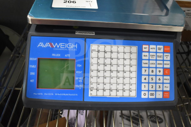 BRAND NEW AvaWeigh 334PCSP60 thermal label printing/price computing scale with minor scratches. Digital display and keypad.