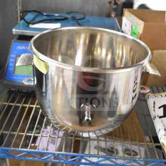 Brand new Vollrath 40761 stainless steel mixing bowl for 40756 10 Qt. mixer, minor scratches and dents visible.