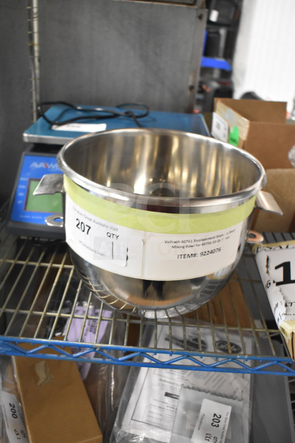 BRAND NEW SCRATCH AND DENT Vollrath 9224076 Stainless Steel Mixing Bowl for 40756 10 Qt. Mixer. Item #: 9224076 visible.