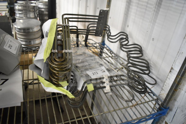 Gray Poly Continuous Feed Head for food processor, brand new scratch and dent condition, visible auction tag with item number 213.