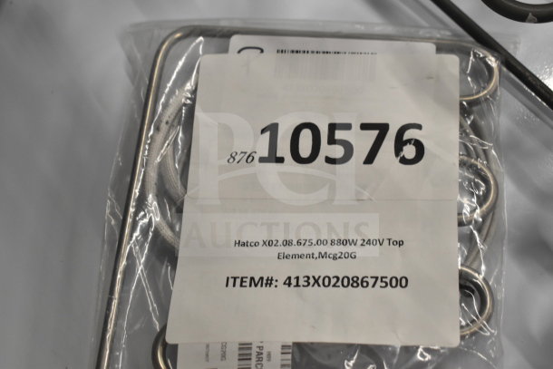 Hatco X02.08.675.00 880W 240V Top Element, new condition, item number 413X020867500, labeled in packaging.