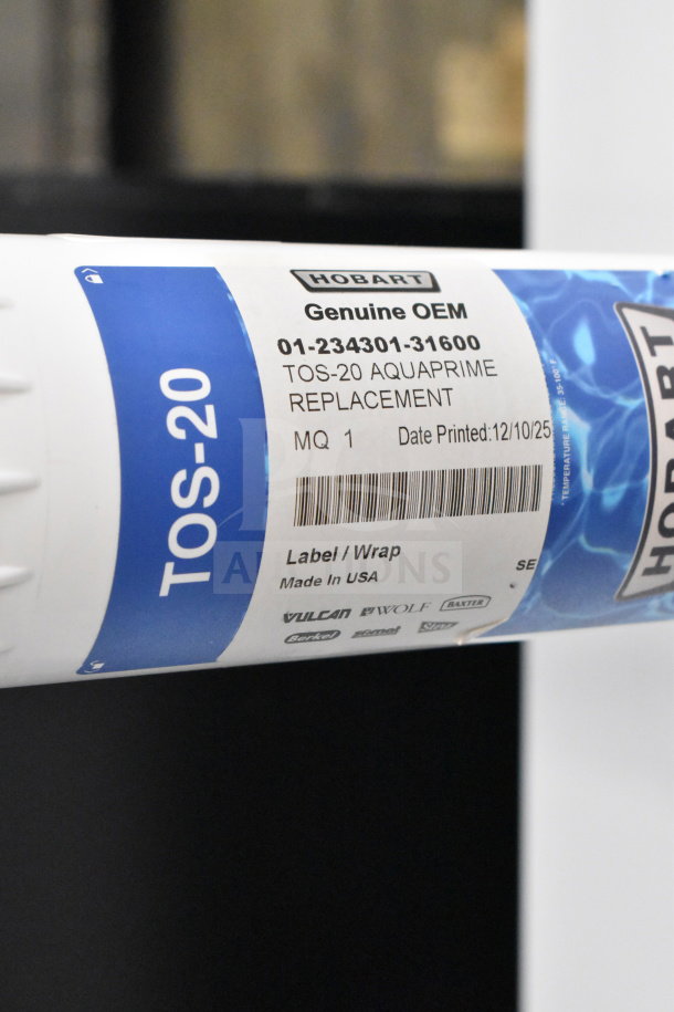 BRAND NEW SCRATCH AND DENT Hobart Aquaprime TOS-20 filter 01-234301-31600. Label shows Genuine OEM, Made in USA.