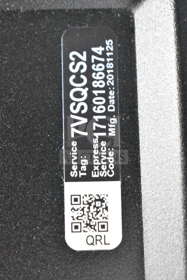 Dell PowerEdge T130 Computer Tower label with Service Tag 7VSQCS2, Express Service Code 17160186674, Mfg Date 20181125.