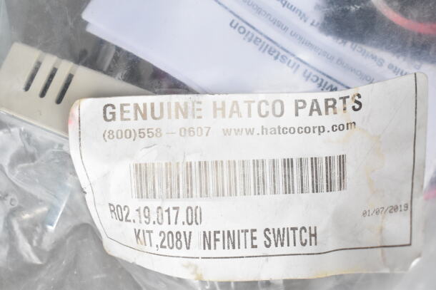Genuine Hatco R02.19.017.00 infinite switch in original packaging with label details, part of an 8-item auction lot.