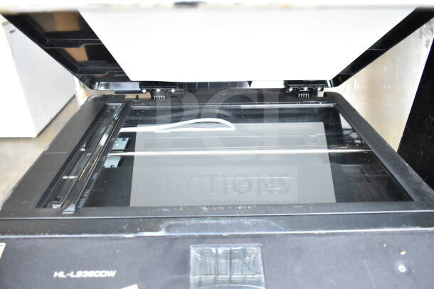 Brother HL-L2380DW multifunction printer with scanner and copier. Visible labels indicate model. Condition appears used. 120V, 1 Phase.