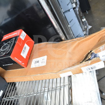 2 items: THBB1112-C throttle body box, Regency 600BDP30 beer drip tray in torn packaging, show auction labels.