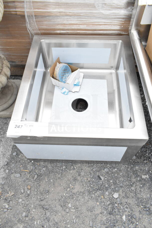 Brand new KoolMore MPS-1922123 22" stainless steel mop sink with drain basket, floor mounted, commercial use.