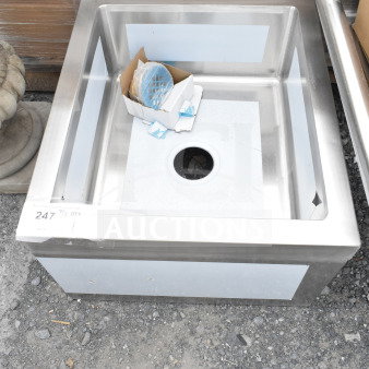 Brand new KoolMore MPS-1922123 22" stainless steel mop sink with drain basket, floor mounted, commercial use.