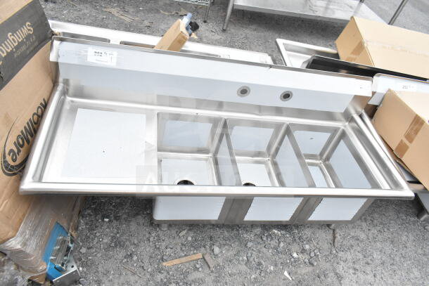 KoolMore SC121610-16L3 55" 3-compartment sink, brand new, no legs, scratch and dent condition.