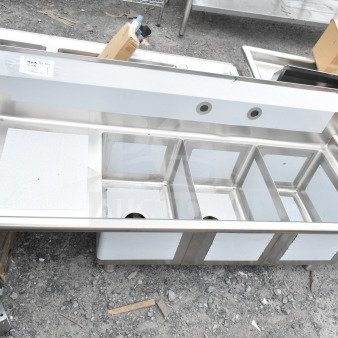KoolMore SC121610-16L3 55" 3-compartment sink, brand new, no legs, scratch and dent condition.