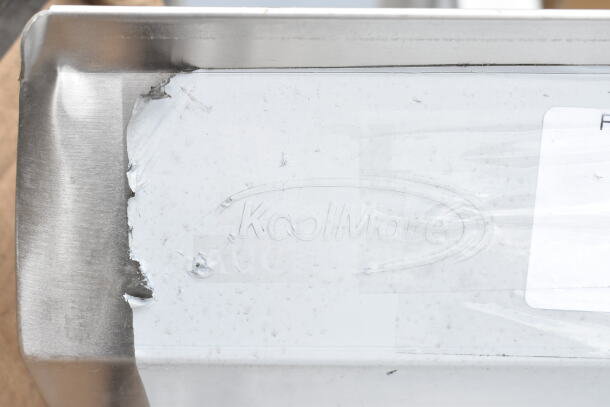 BRAND NEW scratch and dent KoolMore SC121610-16L3 55" sink with 3 compartments, no legs, visible brand marking.