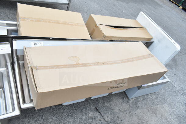 Brand new KoolMore SC121610-16L3 sink, 55 inches, three compartments, in packaging, labeled as scratch and dent.