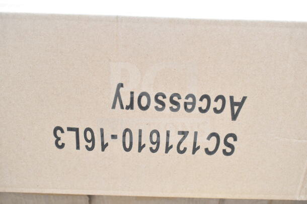 Box label for KoolMore SC121610-16L3 55-inch sink, scratch and dent condition, 3 compartments, new accessory.
