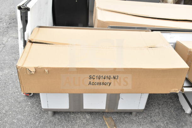 BRAND NEW SCRATCH AND DENT KoolMore SC101410-N3 36 in. three-compartment stainless steel sink in packaging. Box shows minor wear.