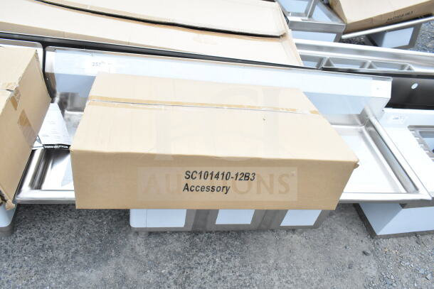 KoolMore SC101410-12B3 54" stainless steel sink, three compartments, brand new with minor scratches; boxed accessory included.
