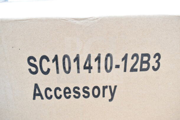 "Box labeled SC101410-12B3 Accessory, related to KoolMore 54-inch stainless steel sink, scratch and dent condition."