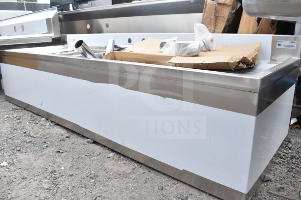 BRAND NEW SCRATCH AND DENT! KoolMore SBR3B60-LR-320 60 in. three-compartment commercial bar sink, 3 in. backsplash, dual drainboards.
