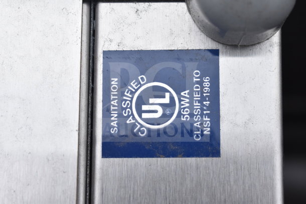 Cadco 523616 Serving Station, stainless steel, UL classified sanitation label visible, durable condition.