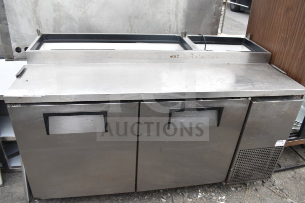 True TPP-67 Commercial Pizza Prep Table, stainless steel, no lids, 115 volts, 1 phase, used condition.
