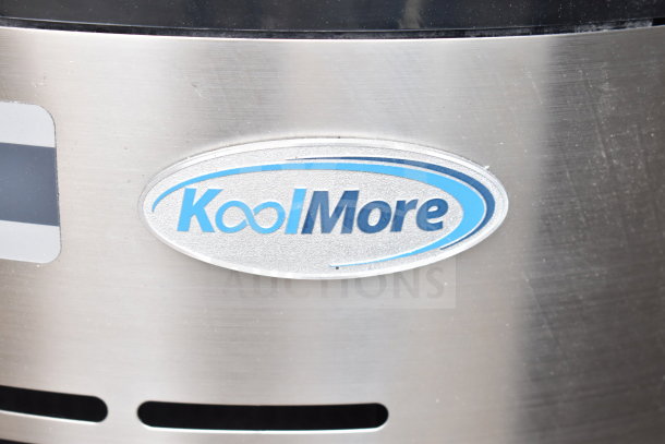 KoolMore CDUR-3C circular countertop display case, 19 in., refrigerated, minor damage, logo visible, 110-120 volts, 1 phase.