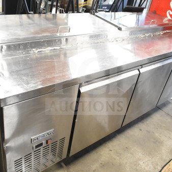 2023 Motak MPR-83-X commercial pizza prep table on casters, stainless steel, 115 volts, 1 phase, used condition.