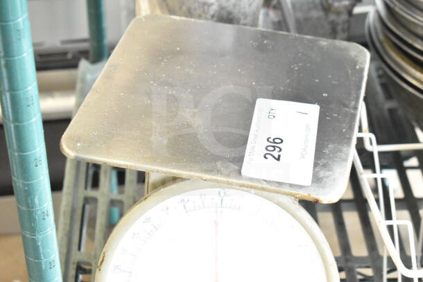 Winco SCLH-2 Countertop Scale, rectangular platform, visible wear, auction tag with number 296.