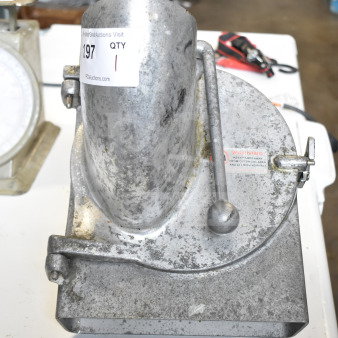 Commercial Pelican Head, metal construction, no blade, visible wear, auction tag "Lot 297."