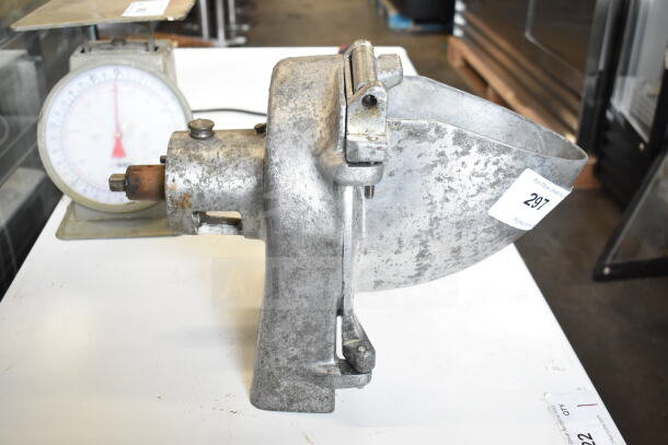 Metal commercial pelican head, no blade, used condition, with auction label "297" attached on the side.