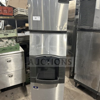 Manitowoc commercial ice making machine with ice bin/dispenser, model ID0322A-161/SPA310, stainless steel, 115V, 1 phase.