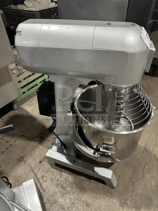 Preenex 30 Qt commercial 3-speed planetary countertop food mixer with stainless steel bowl; 110V, used condition.