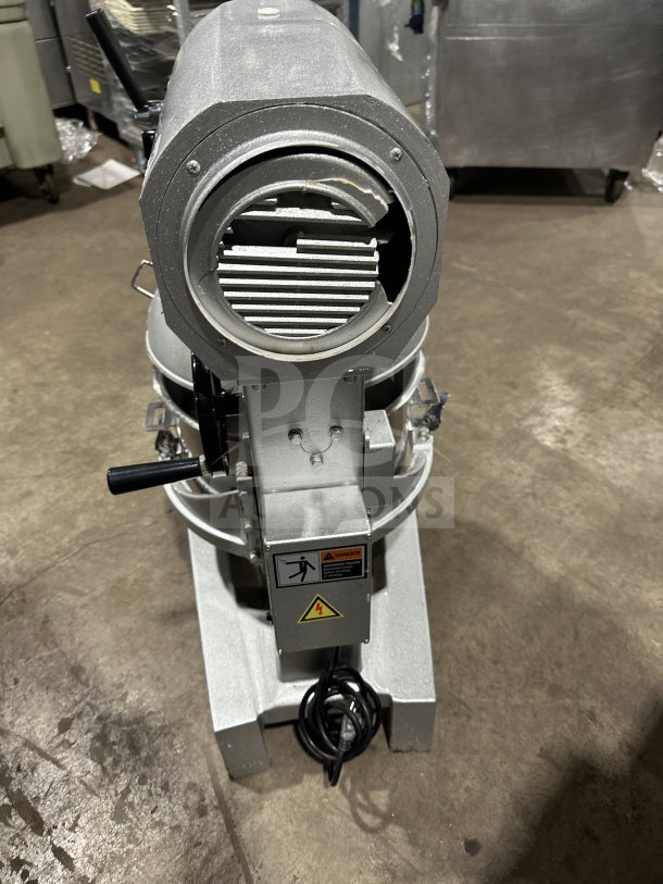 Vevor 30Qt commercial mixer model B30-BT, stainless steel bowl, 3-speed, electric-powered, shown in industrial setting.