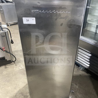 Frigidaire Commercial stainless steel upright freezer, Model EFRF694, electric, with poly-coated wire rack, 115V.