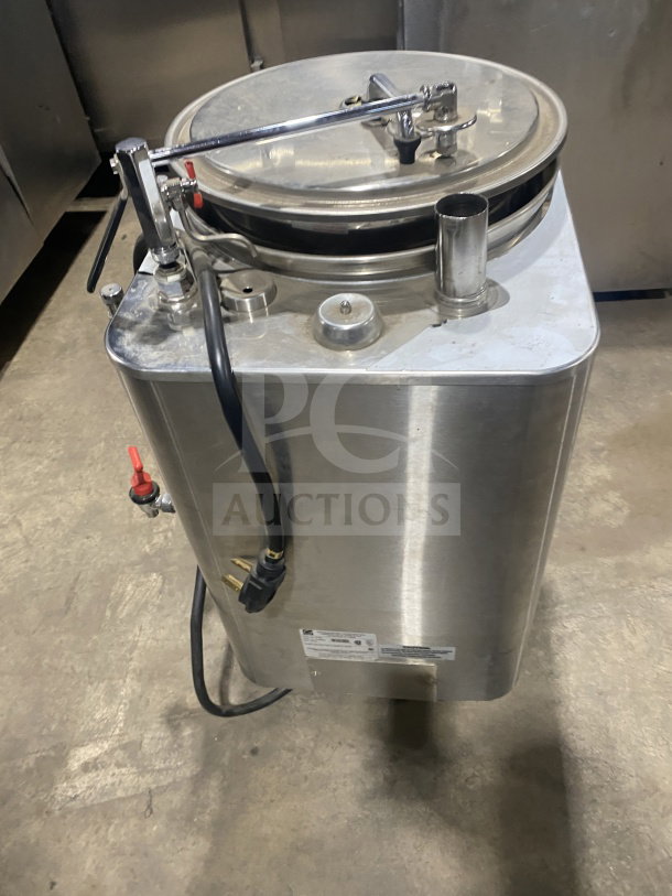 Grindmaster 8116E coffee brewer, stainless steel, dual wall, electric-powered, model SN: A139856, visible labels.