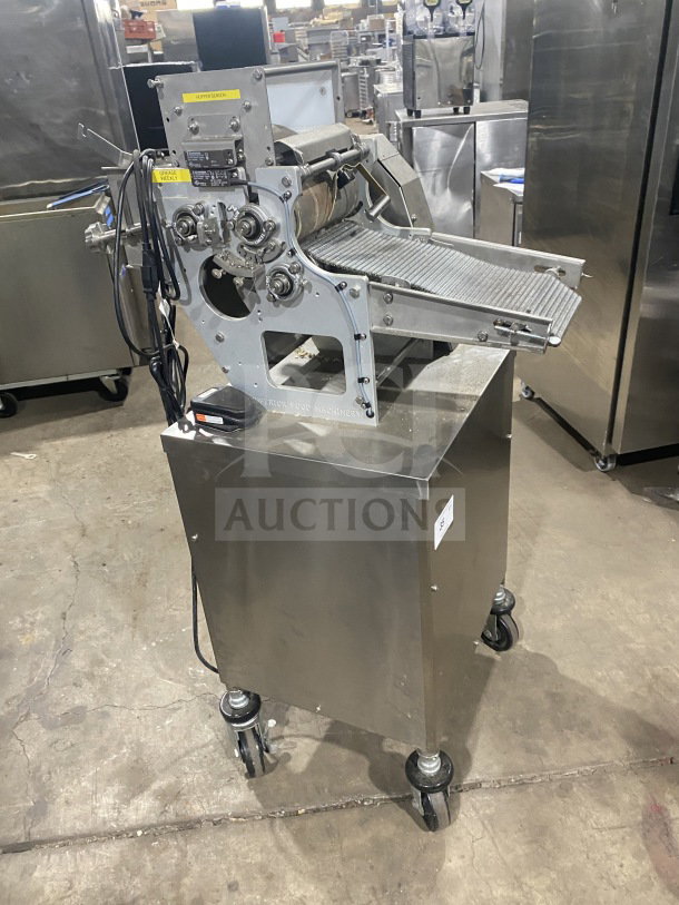 Superior stainless steel electric corn tortilla machine, Model 1CH4.5X9TM, SN 2231369, 120V, 1 Phase, on casters.