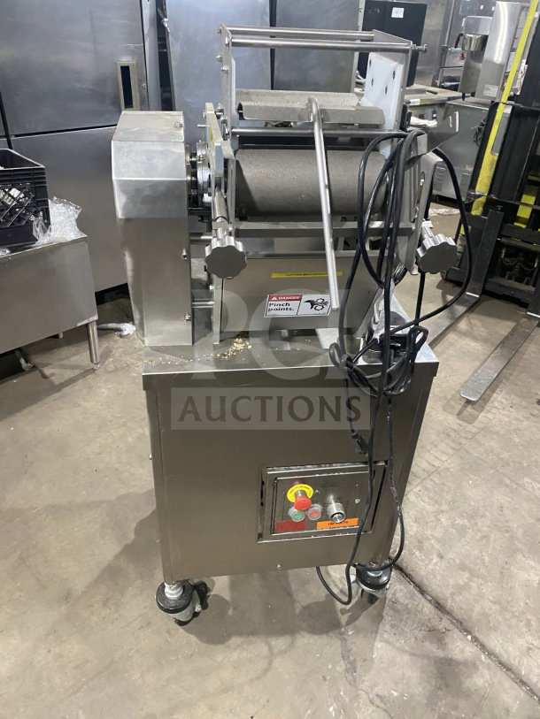 Superior stainless steel tortilla machine, model 1CH4.5X9TM, SN 2231369, on casters, 120V, 1 phase, excellent condition.