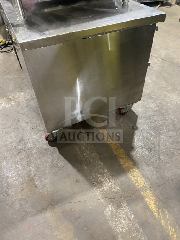 Cooltech Commercial Stainless Steel 2-Drawer Chef Base, Model CUST48CF, with digital display and casters. 120V.