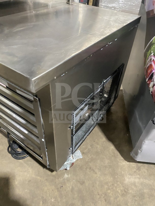 Cooltech CUST48CF commercial stainless steel 2-drawer chef base with digital display, SN L108019, on casters, 120V.