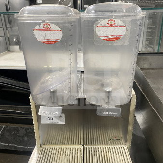 Crathco Commercial Stainless Steel Electric Powered Countertop Twin! High Impact Refrigerated Beverage Dispenser! With Clear Hoppers! With Double Drip Trays! Model: D25-4 SN: T331133! 115V!