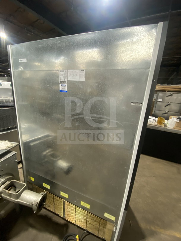 Ojeda ALPA120H commercial refrigerated display case; multi-tier, pull-down curtain, SN: 081462338526X, 120V 1 Phase.