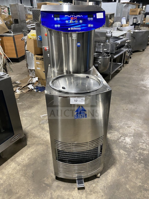 RARE Selmi 2016 Futura EX Series stainless steel chocolate tempering machine. Model: FUTURA, SN: 654FUTURA, excellent condition.
