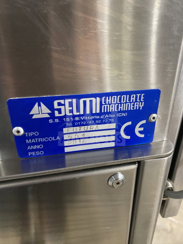 RARE Selmi 2016 Futura EX Series stainless steel automatic chocolate tempering machine, Model: FUTURA, SN: 654FUTURA.