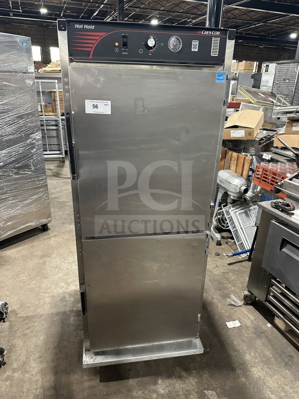 CresCor stainless steel 2-door heated holding cabinet, model H137SUA12C. Serial KAEJ744781225. 120/125V, 1 phase, on casters.