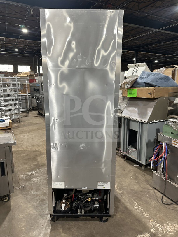 True T23FHC stainless steel single-door freezer on casters, electric powered, poly coated wire rack, Model: T23FHC, SN: 8715275.