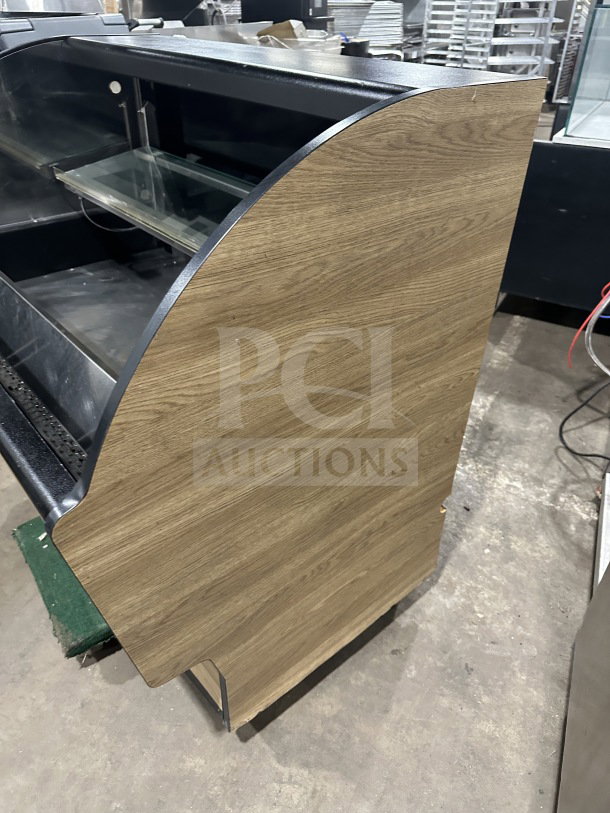 Federal Industries LPRSS4 refrigerated merchandiser with stainless steel shelves, wooden pattern body, model SN: 11120668644.